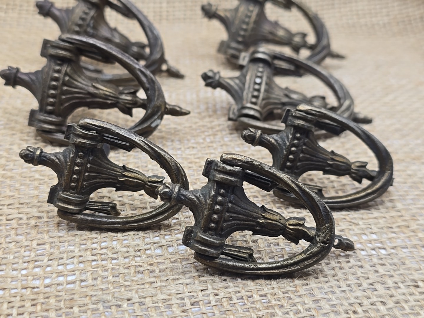 7 Vintage Brass Door Knocker Drawer Pulls Cabinet Handles
