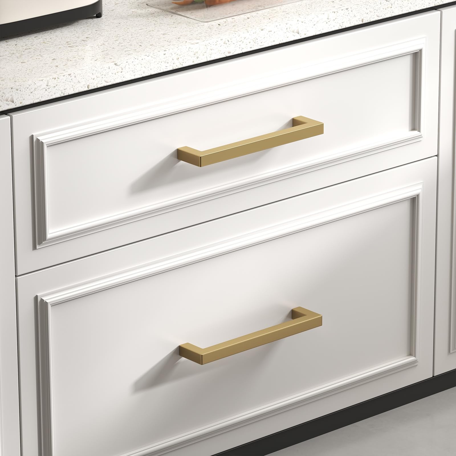 Goldenwarm 10 Pack 5 Inch 128Mm Champagne Bronze Cabinet Handles Square Drawer