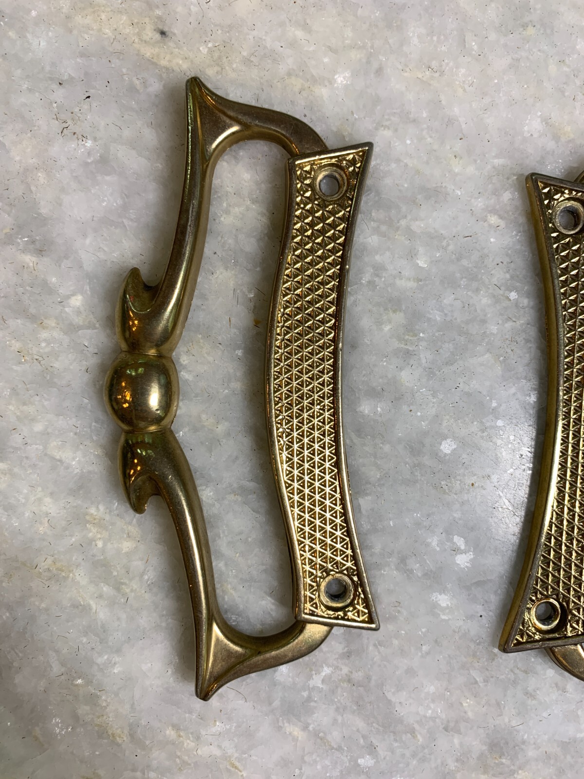 Antique Vintage Mid Century Modern MCM Steel Metal Handle Handles Gold Gilded
