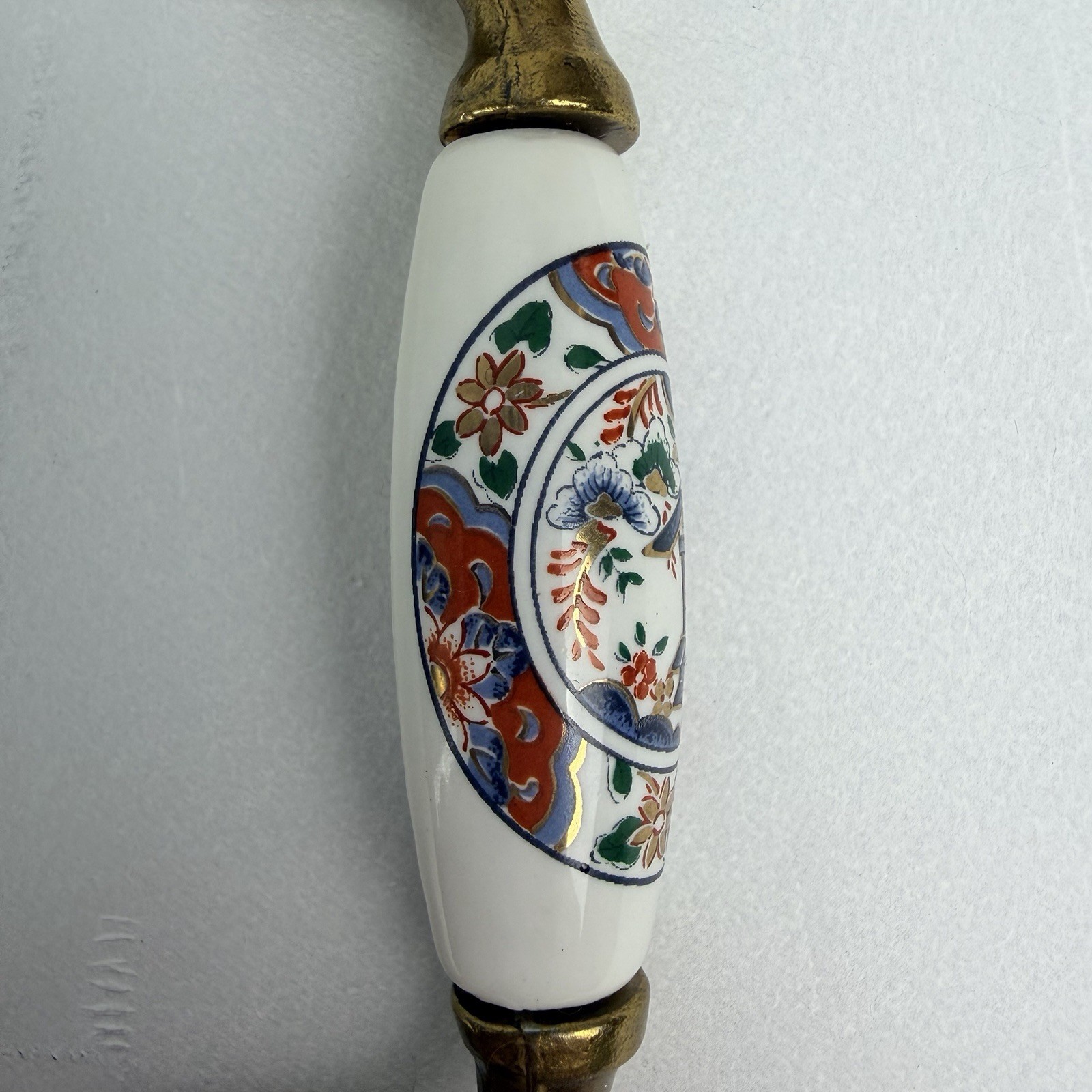 VTG Belwith Drawer Cabinet Pulls Procelain Brass Asian Japan Gold Set of 2 NEW