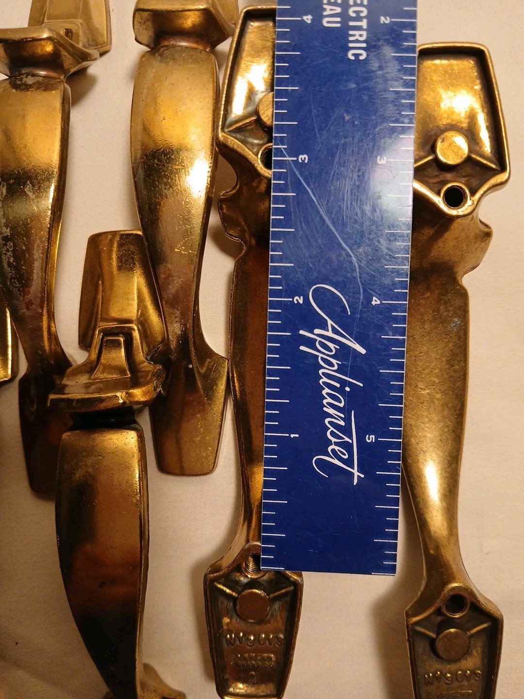 16 Keller Brass Co Vtg MCM Brass Cupboard Cabinet Pull Handles 5-1/4″ W/SCREWS