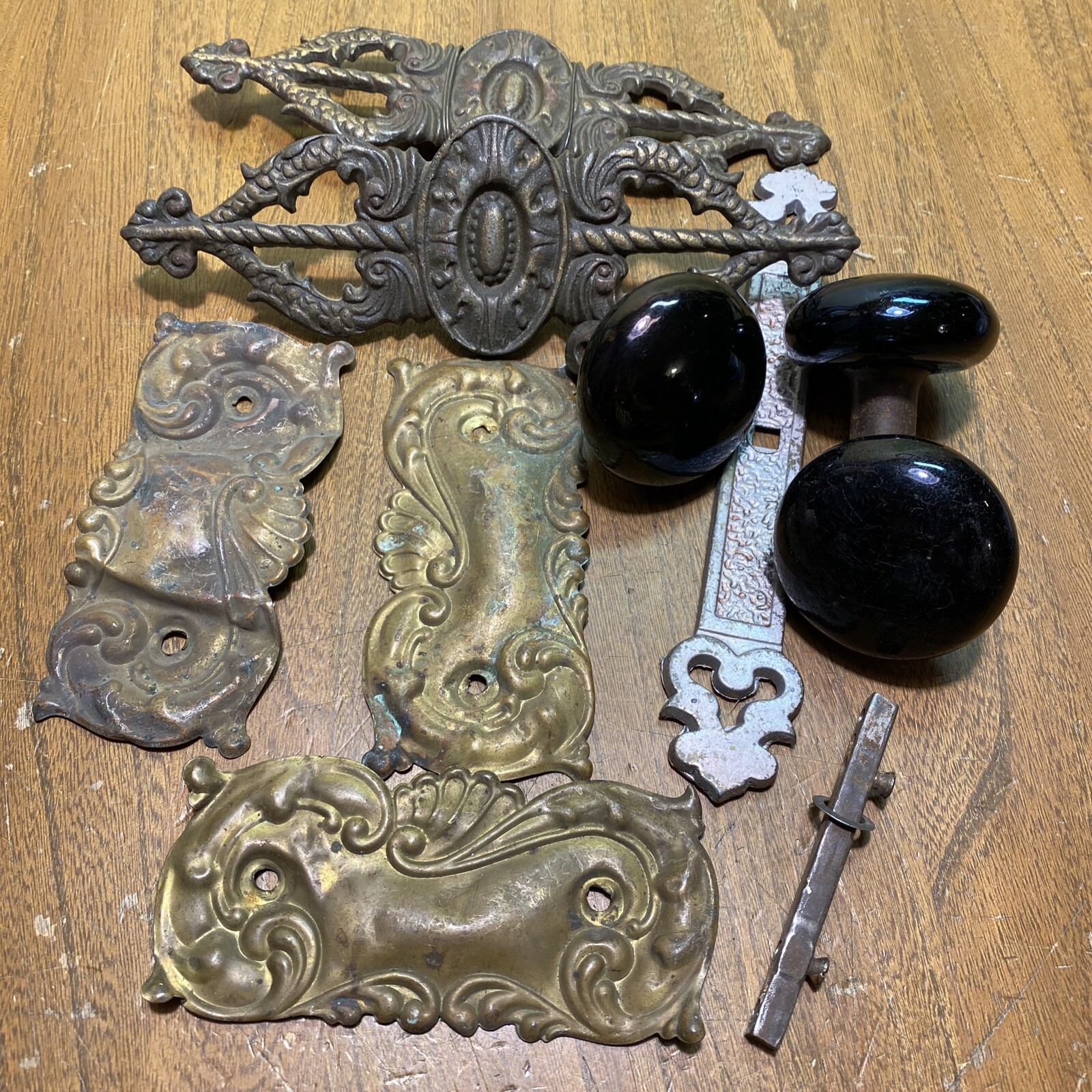 Lot of Antique Vintage Hardware Parts Knobs Assortment & Metal Brass