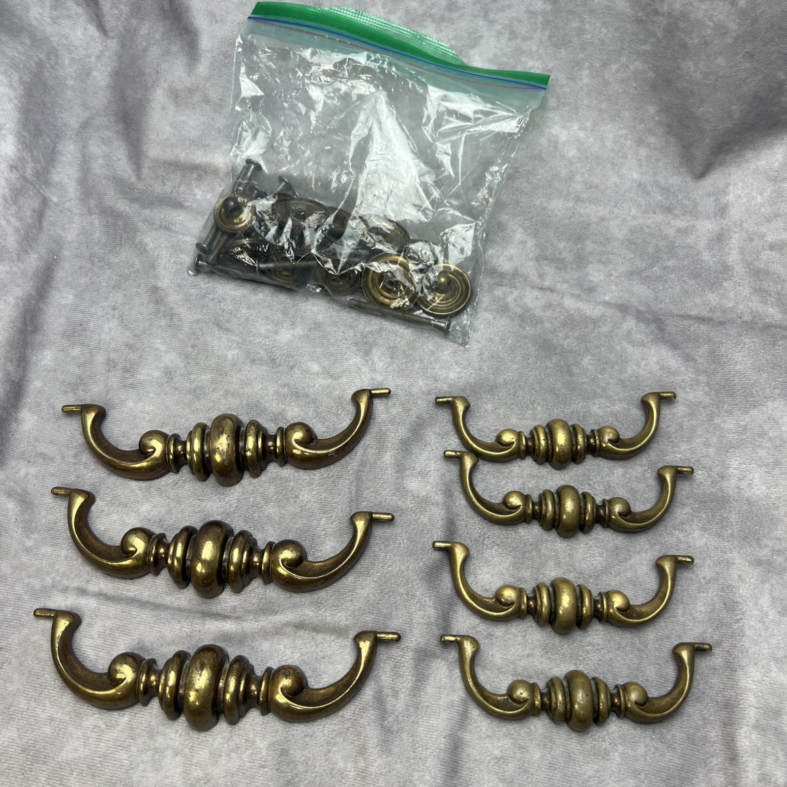 Lot 7 Antique Brass Metal Drop Bail Pulls Drawer Handles Dressers Cupboards B6