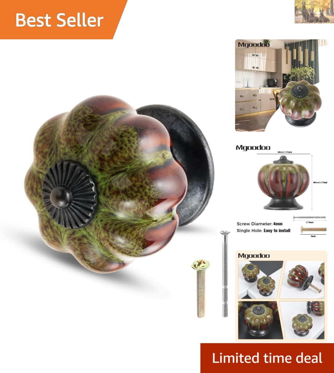 Handmade Green Ceramic Drawer Knobs – Rustic Pumpkin-Shaped Cabinet Hardware