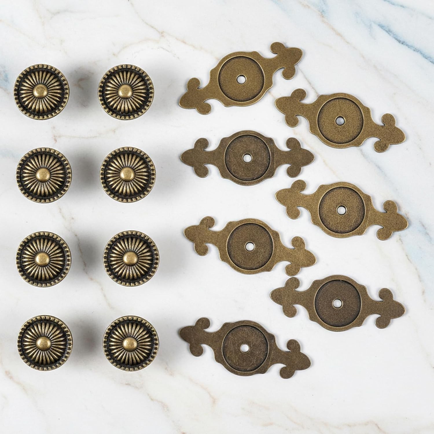 Six Pack Brass Cabinet Knobs Vintage Retro Mushroom Drawer Handles with
