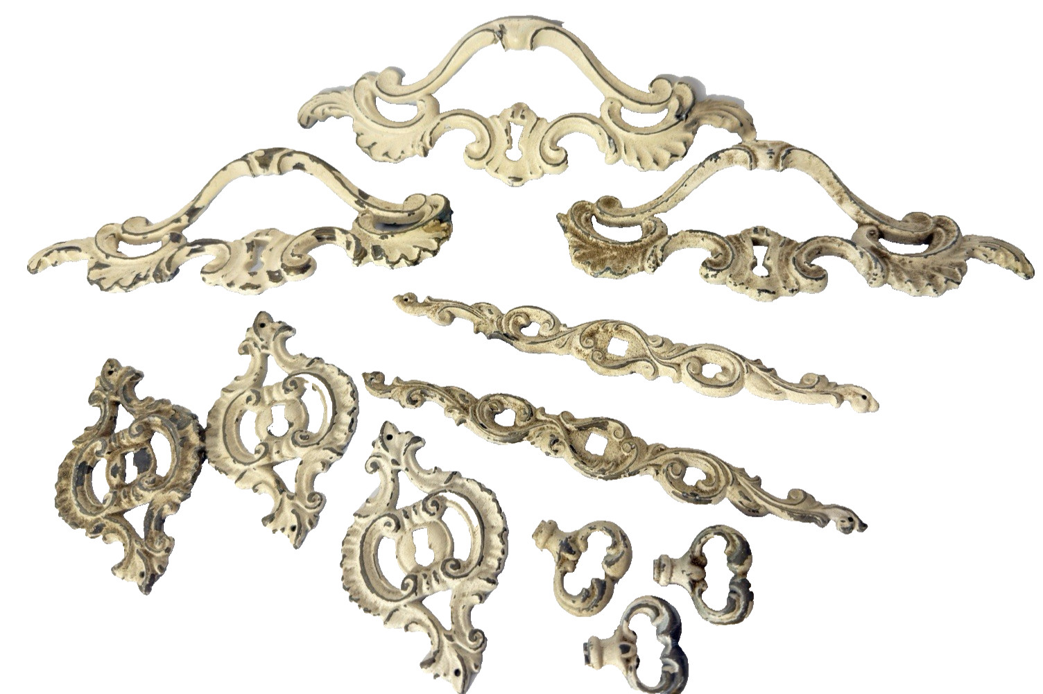 11 Pc VTG Drexel Heritage French Provincial Ornamental Drawer Knobs Pulls Accent