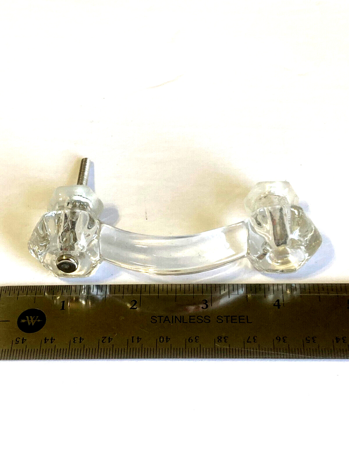 Vintage Glass drawer handle Bridge Hexagon 3″ Center