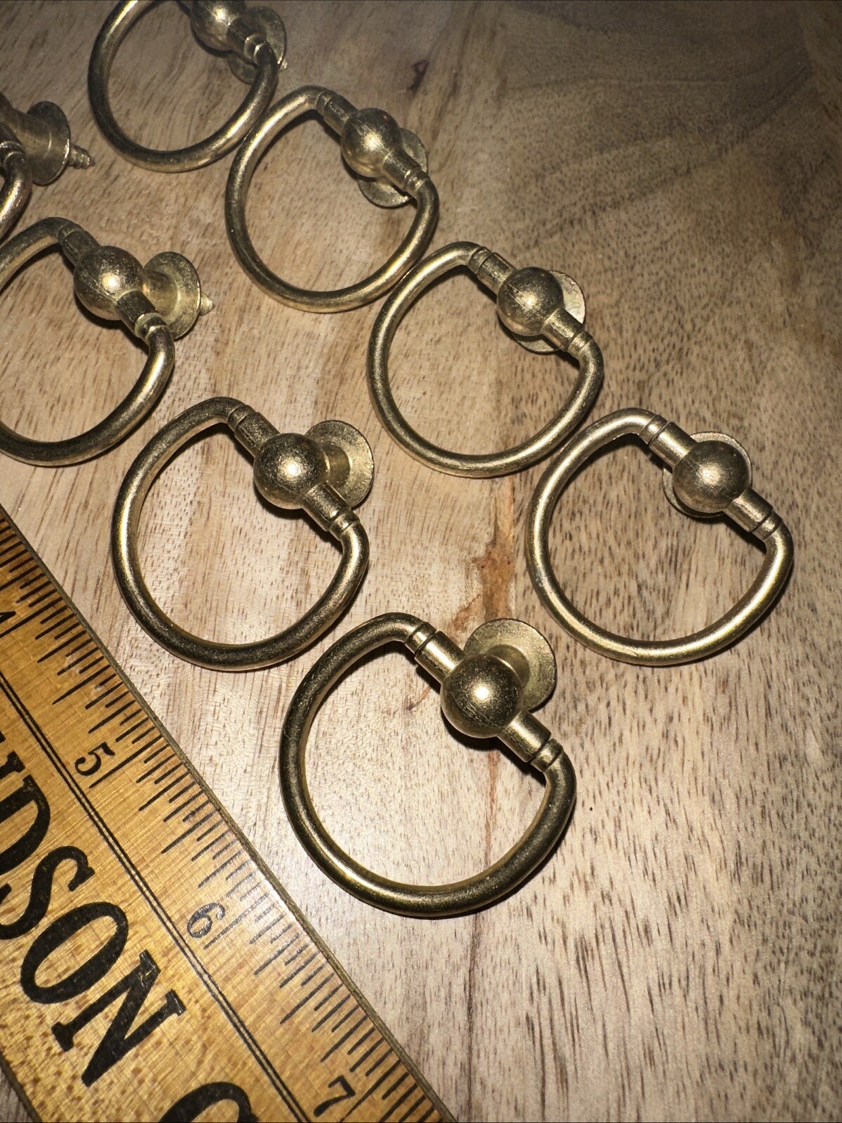Old Screw In Cabinet Door Drawer Pulls Brass or Metal 8 Total! Vintage Ring Pull