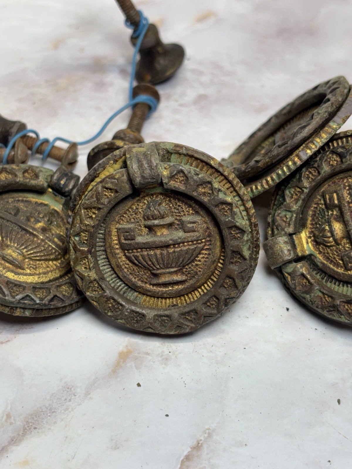 Antique Drawer Pulls Hardware Ornate Round Deco Ring Pulls Set Of 4
