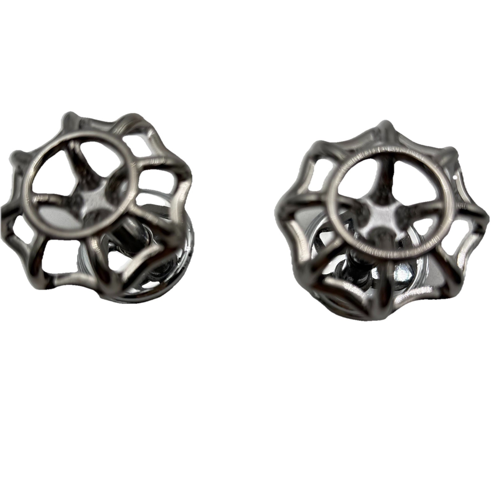 Set Of 4 Beige Ceramic And Silver Metal Drawer Pulls