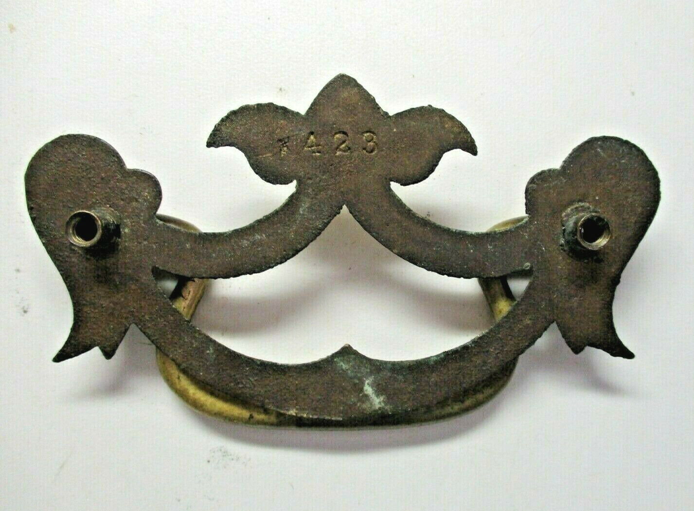 KBC Keeler K-423 Drawer 1920s Drop Bail Pull Handle Dark Brass 3″ Centers 1 Vtg