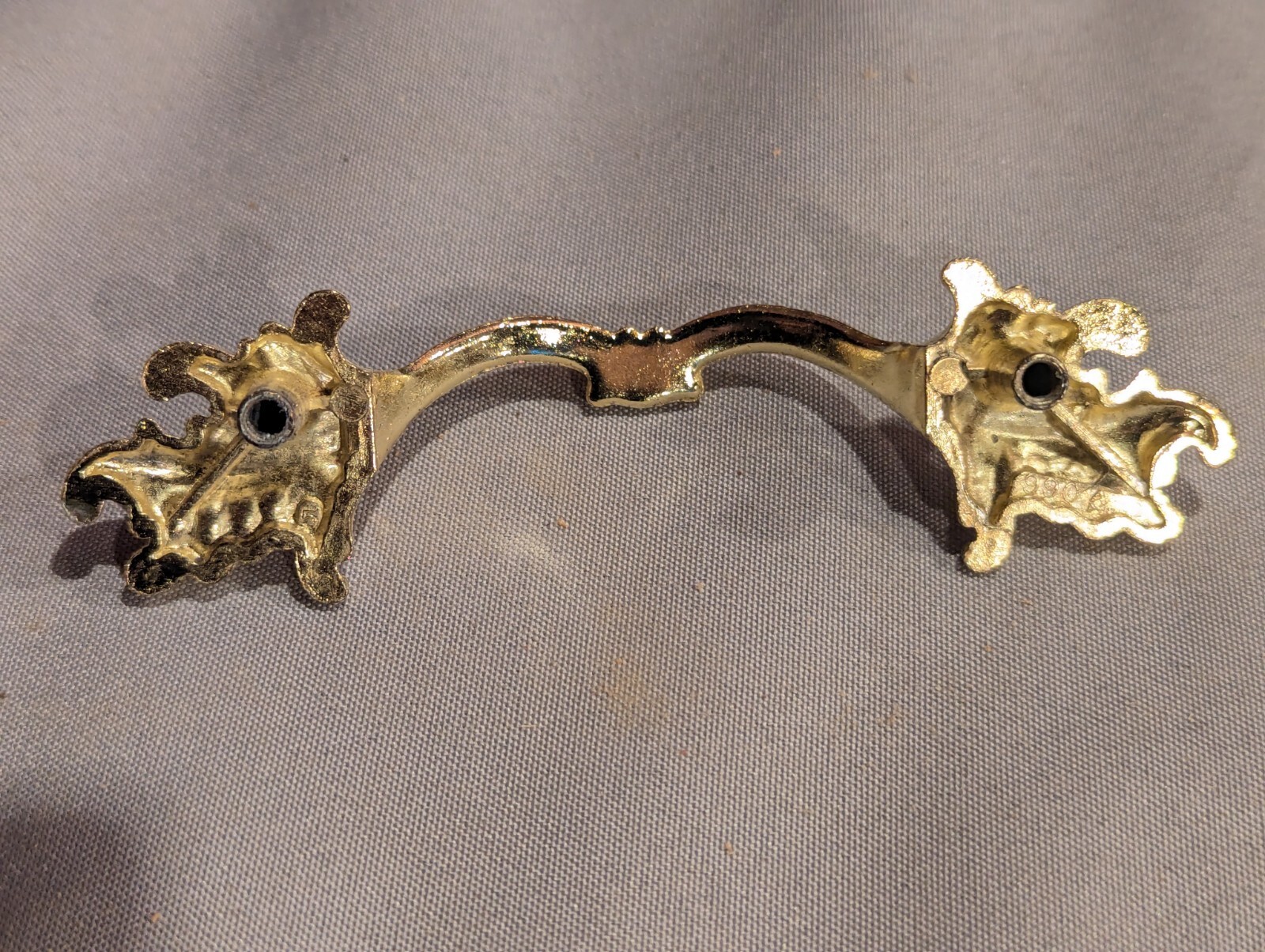 6 Vintage MCM Ajax Drawer Pulls Handles Scroll White Gold Ornate Hardware 990