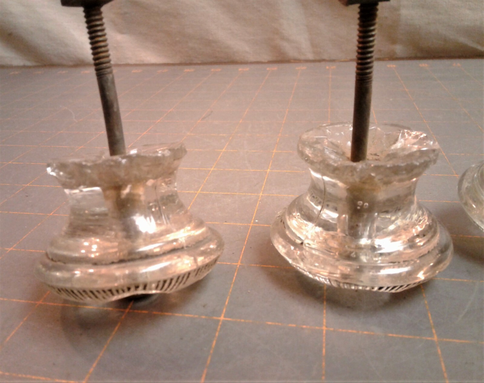Set of 4 Antique Pressed Glass Chest of Drawer Pulls 1820s Era