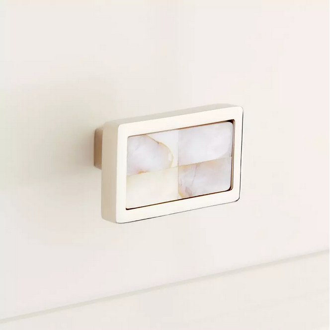 Kumano Rectangular White Mother of Pearl Cabinet Knob