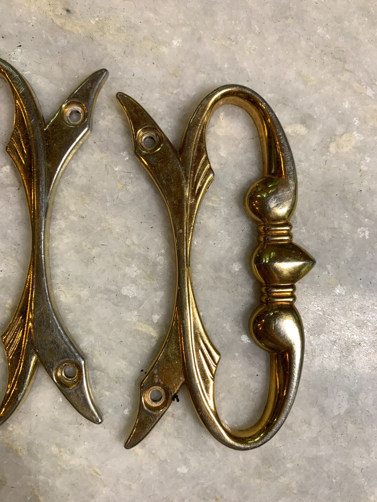 Antique Vintage Mid Century Modern MCM Steel Metal Handle Handles Gold Gilded