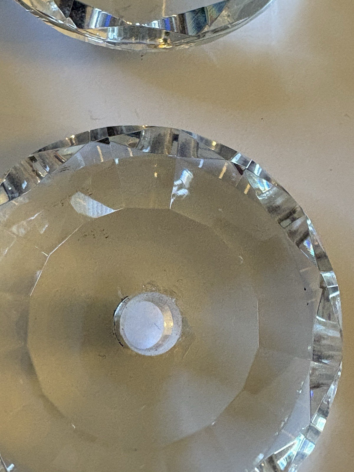 10 Crystal Glass Diamond Shaped Cabinet or Drawer Knobs 2 3/8 Inches Diameter