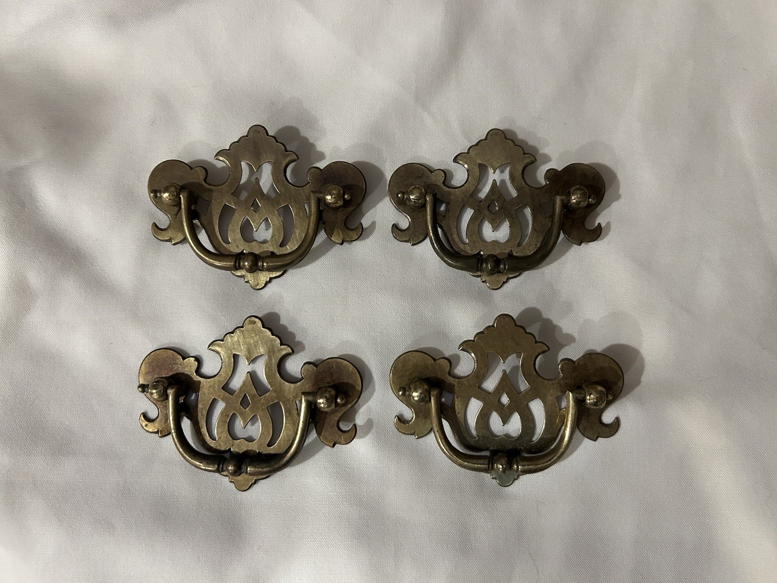 Brass Drawer Pulls Chippendale Vintage 2.5” Hole To Hole