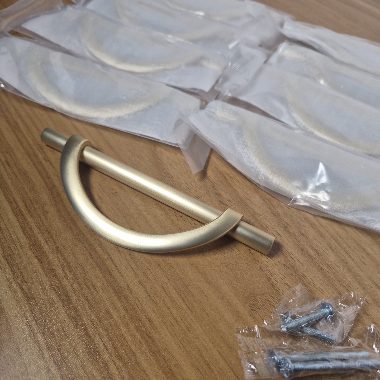 Set of 9 Satin Brass Half Moon Cabinet Pulls 3.75″ 96mm MCM Crescent Drawer…