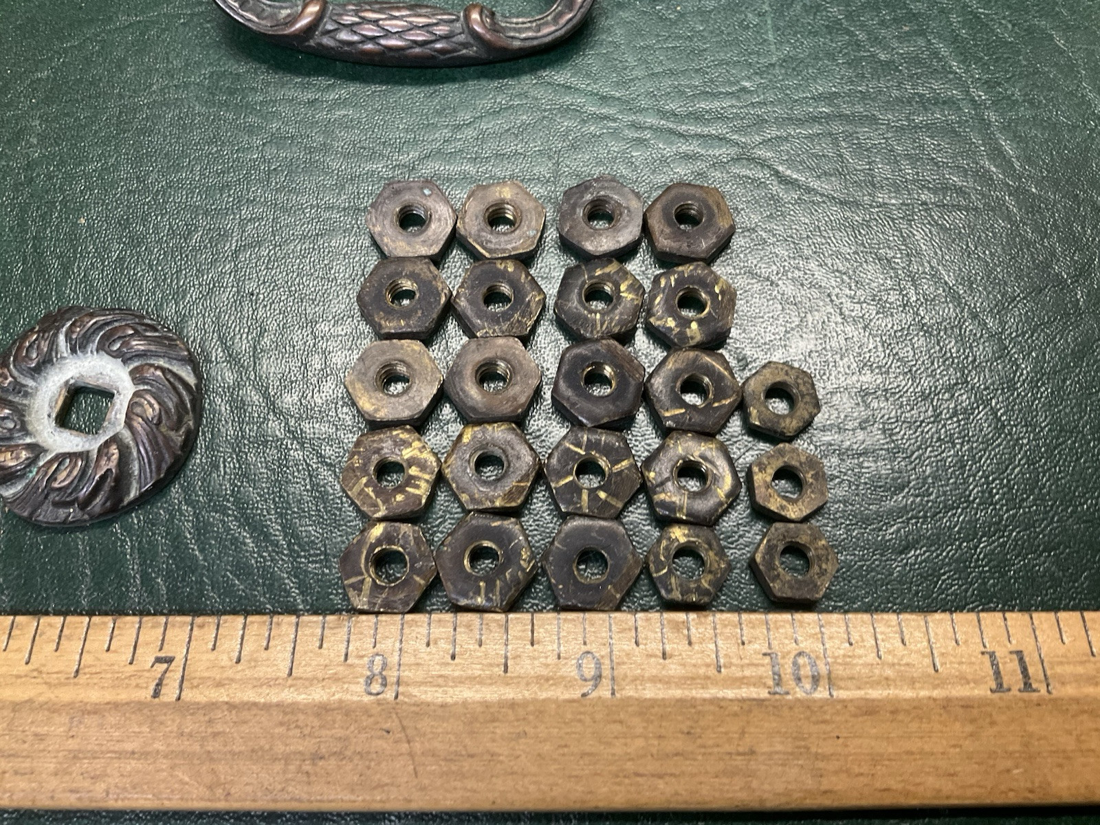 Set of 10 Antique Period Ornate Brass Drop Drawer Pulls Handles