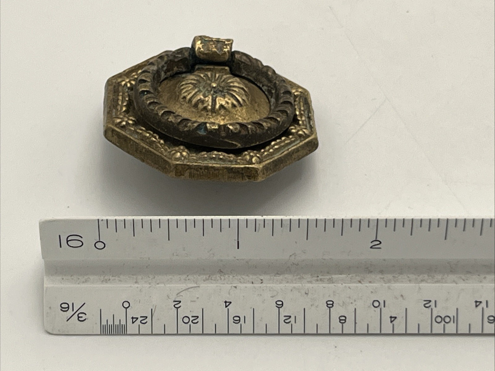 2 Brass Metal Drawer Cabinet Pulls Hardware Ring Salvaged Single Hole