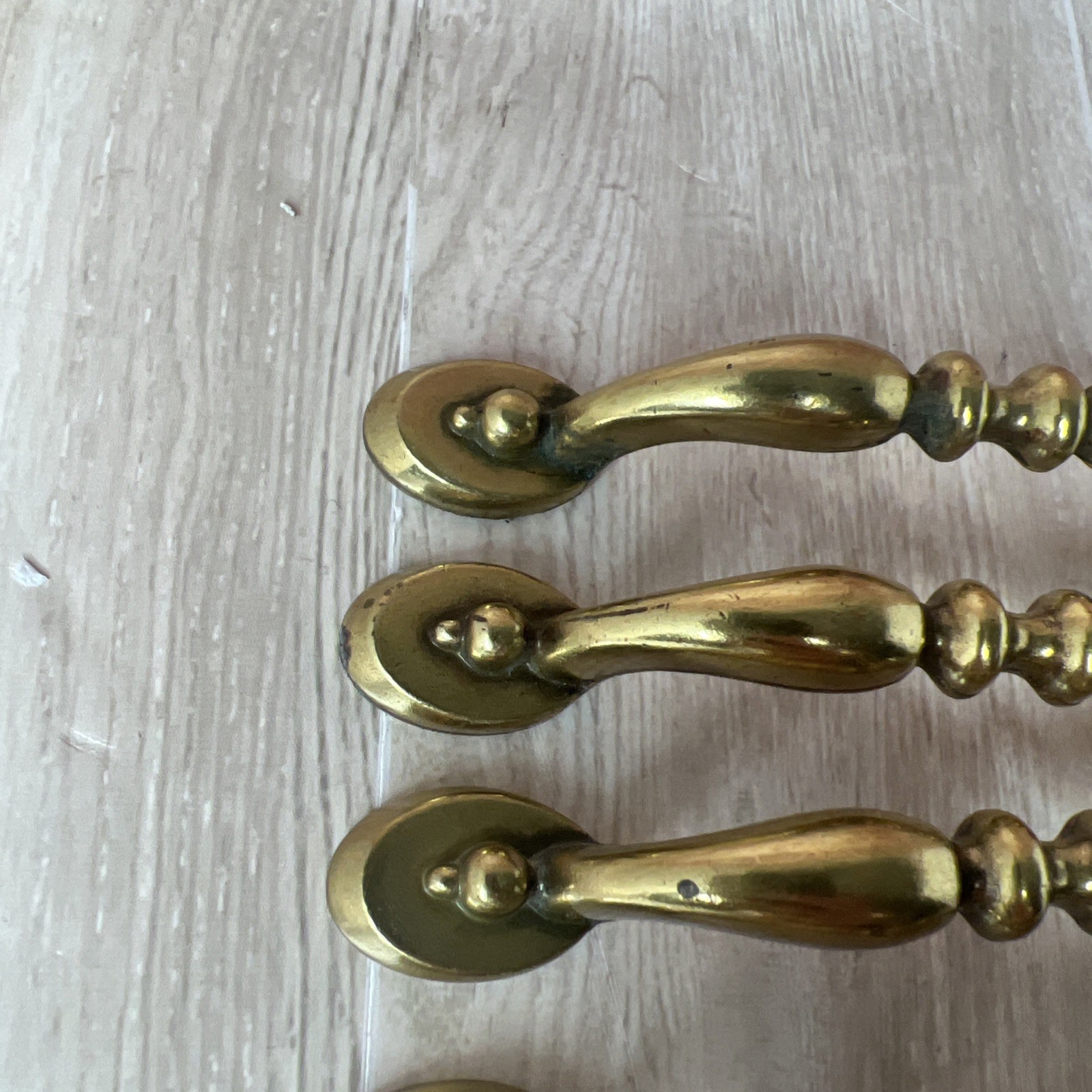 7 Antique MCM Brass Cabinet Handles 3 Inch on Center with Screws