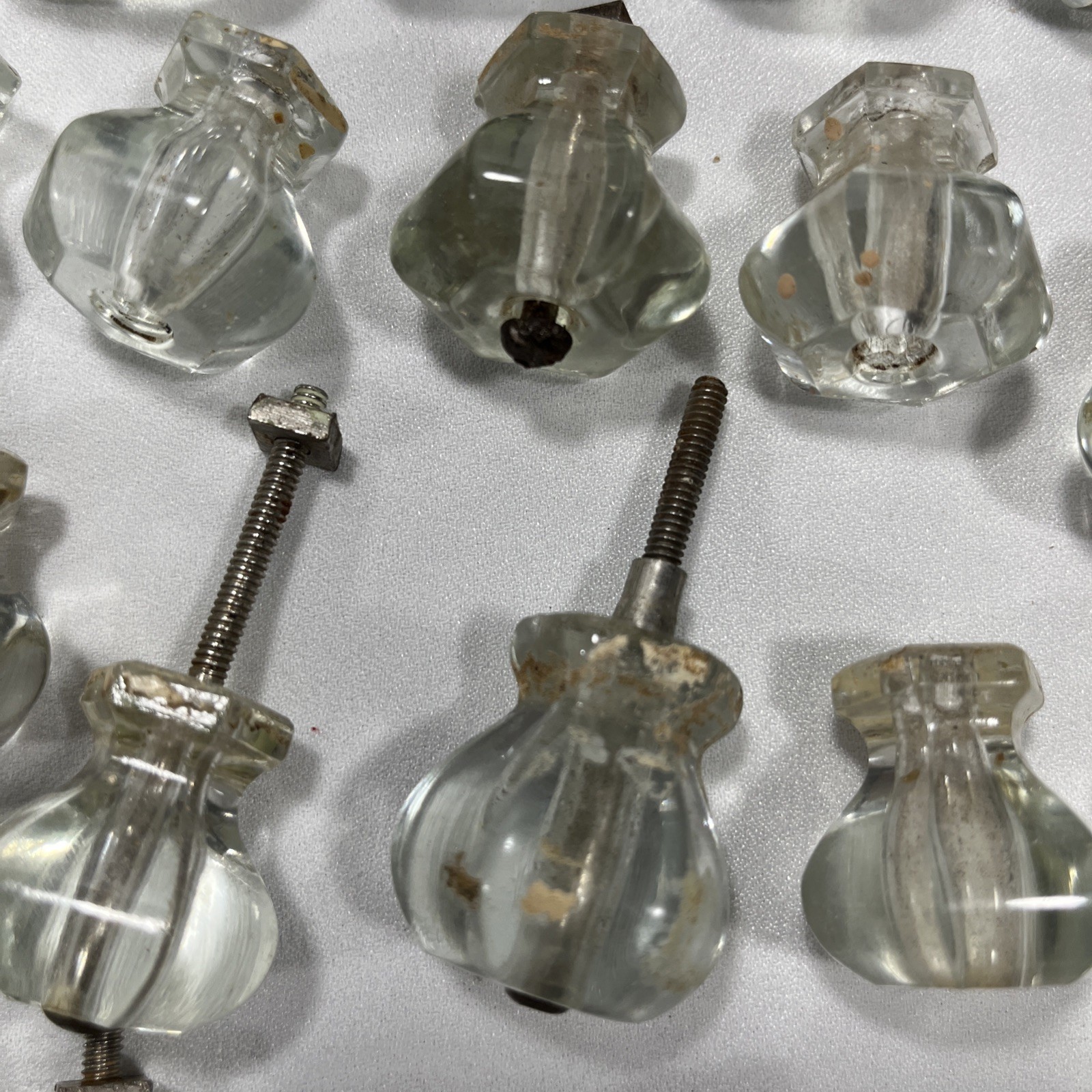 Lot Of 52 Antique Vintage Clear Glass Drawer Knobs-Salvage-Crafting-Restoration