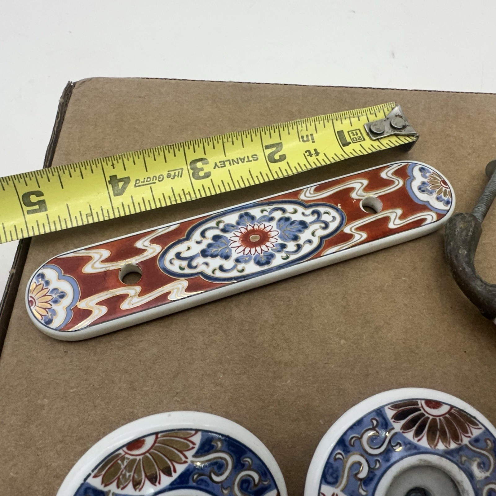 Lot 5 PCs 1985 Belwith Japan Ceramic Metal Drawer Door Handle 2 Knobs 2 Handles