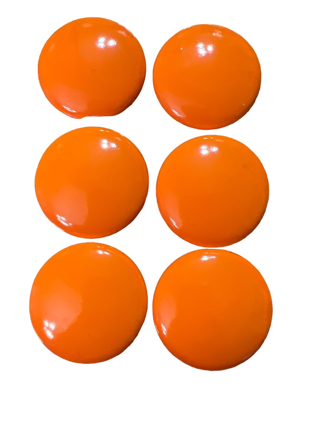 VTG Retro 1970s MCM Orange Mushroom 6 Porcelain Drawer Door Pull Knobs READ