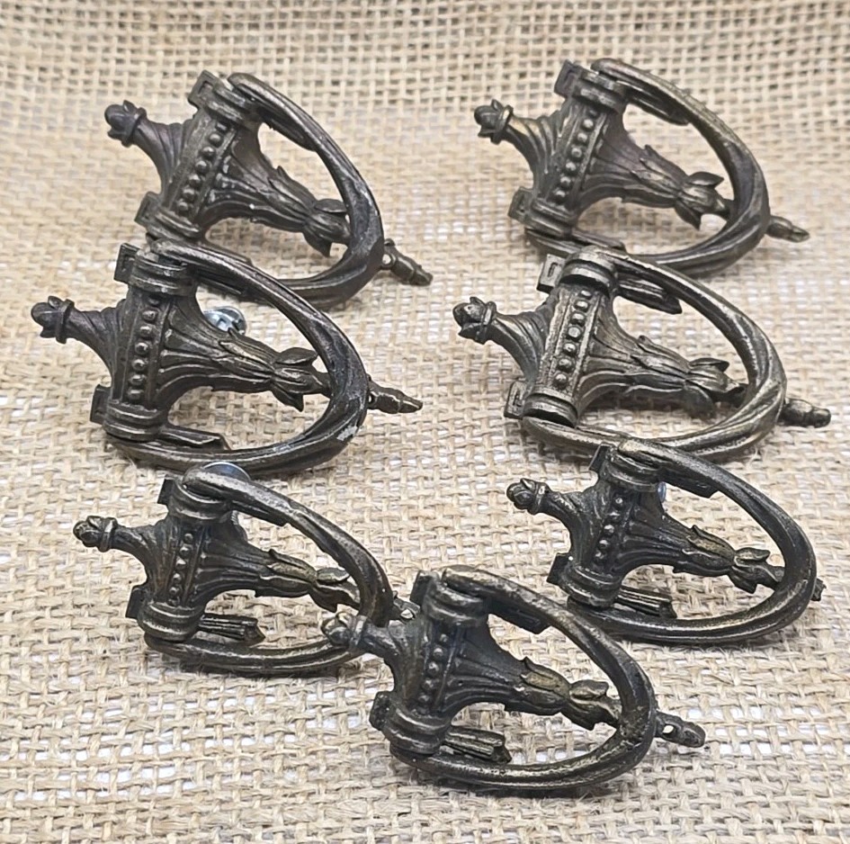 7 Vintage Brass Door Knocker Drawer Pulls Cabinet Handles