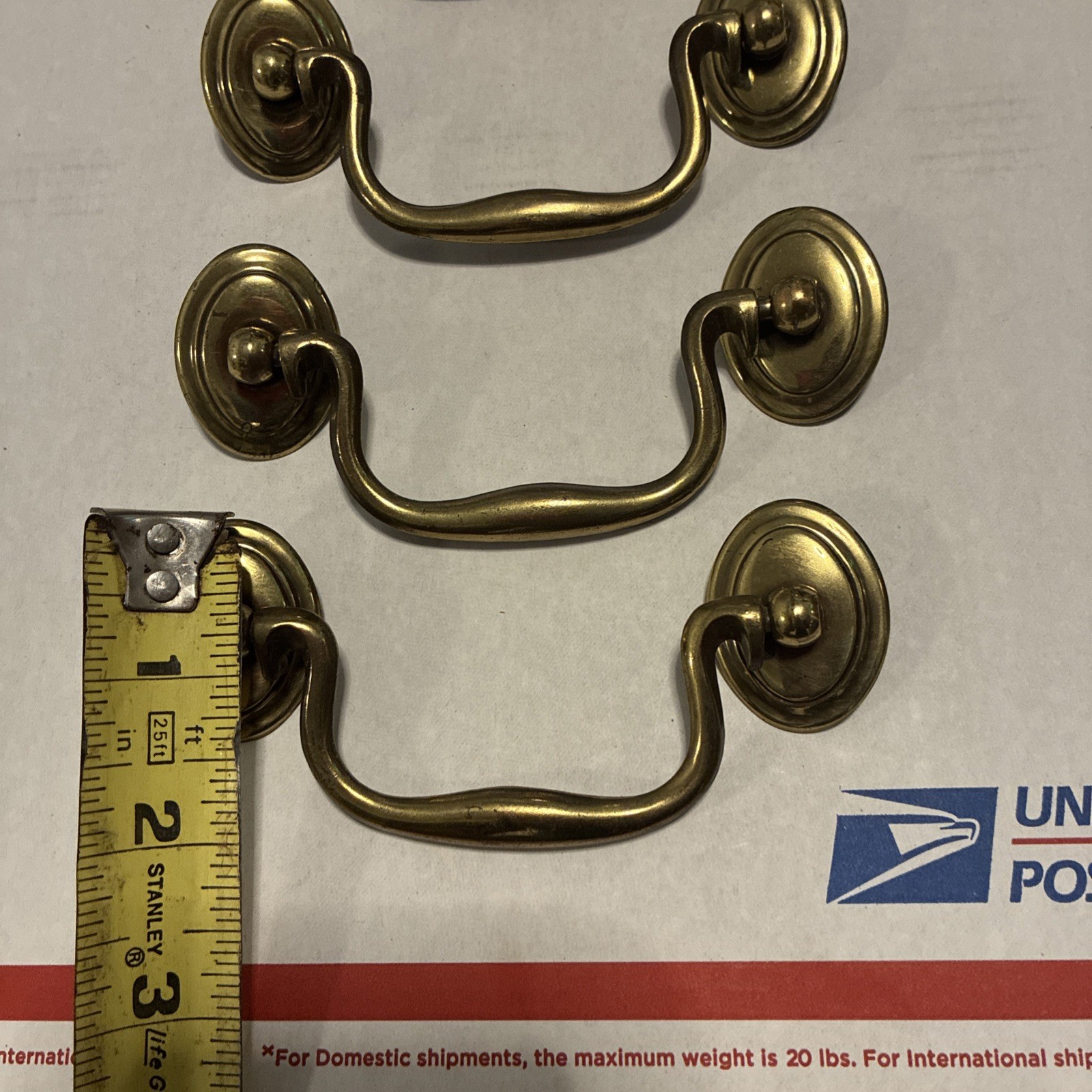 5pcsDrexel Esperanto Drawer Pull Tall Dresser Brass Vintage Drop Bail MCM Handle
