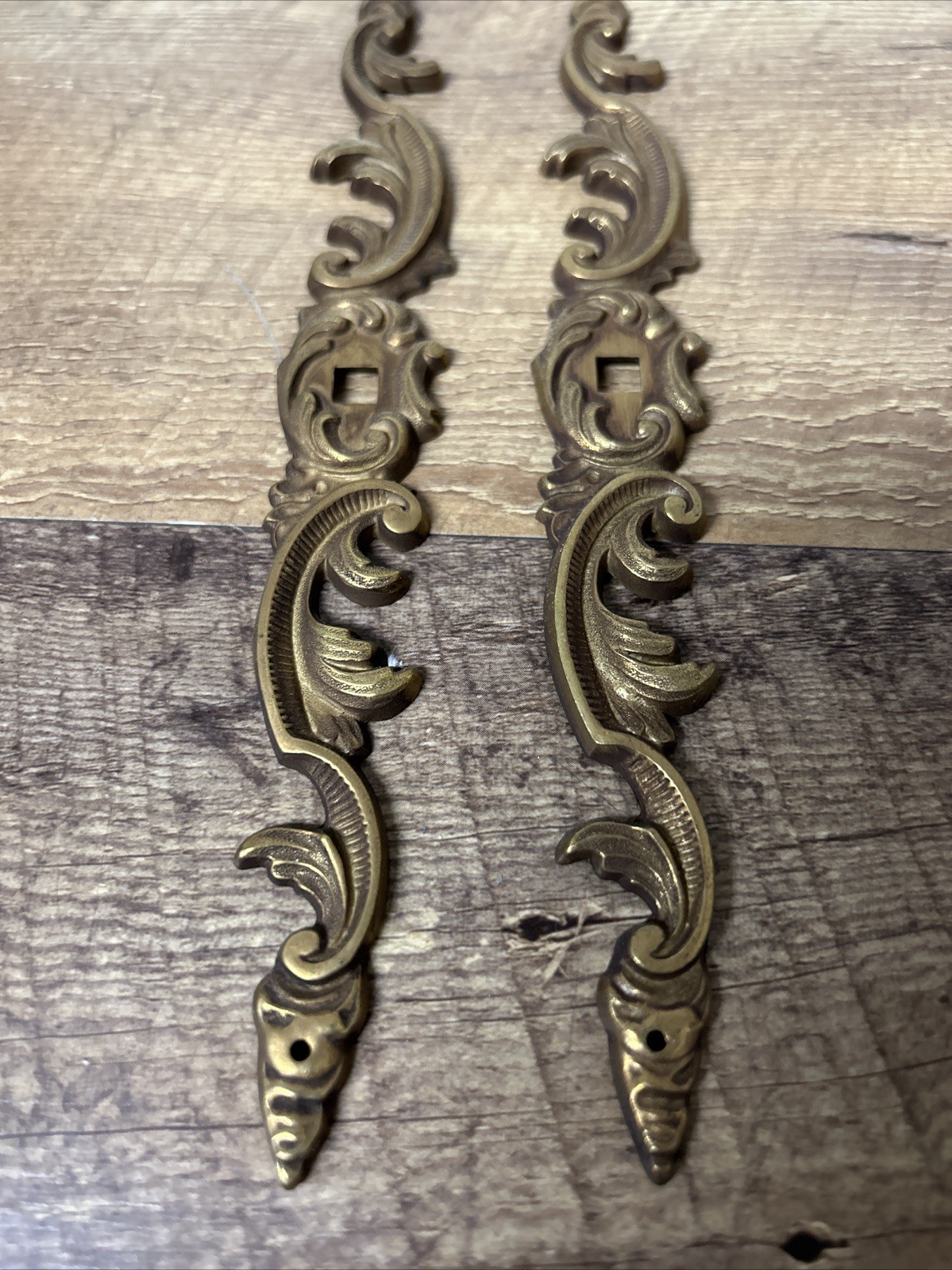 2 vintage KBC K13455 knob back plates ornate metal plate hardware Victorian styl