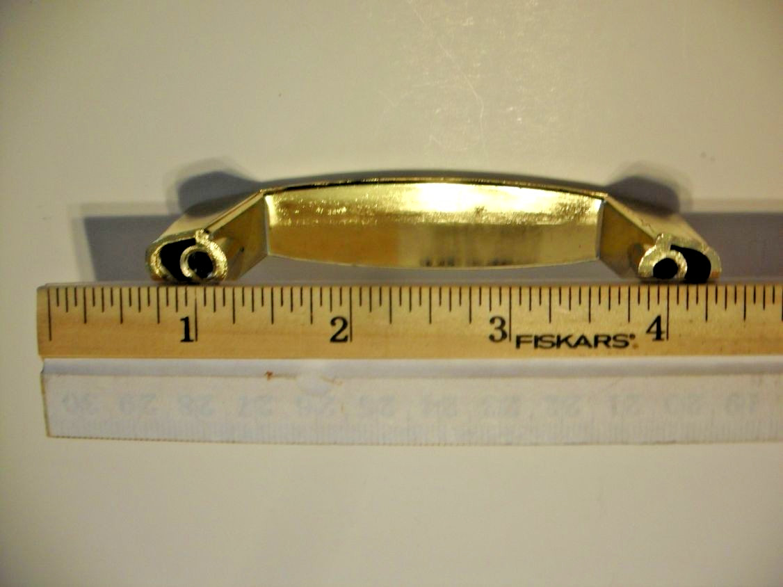 Vintage Polished Brass Concave Drawer Pull Flared Bases Cabinet Handle Ajax Mfg.