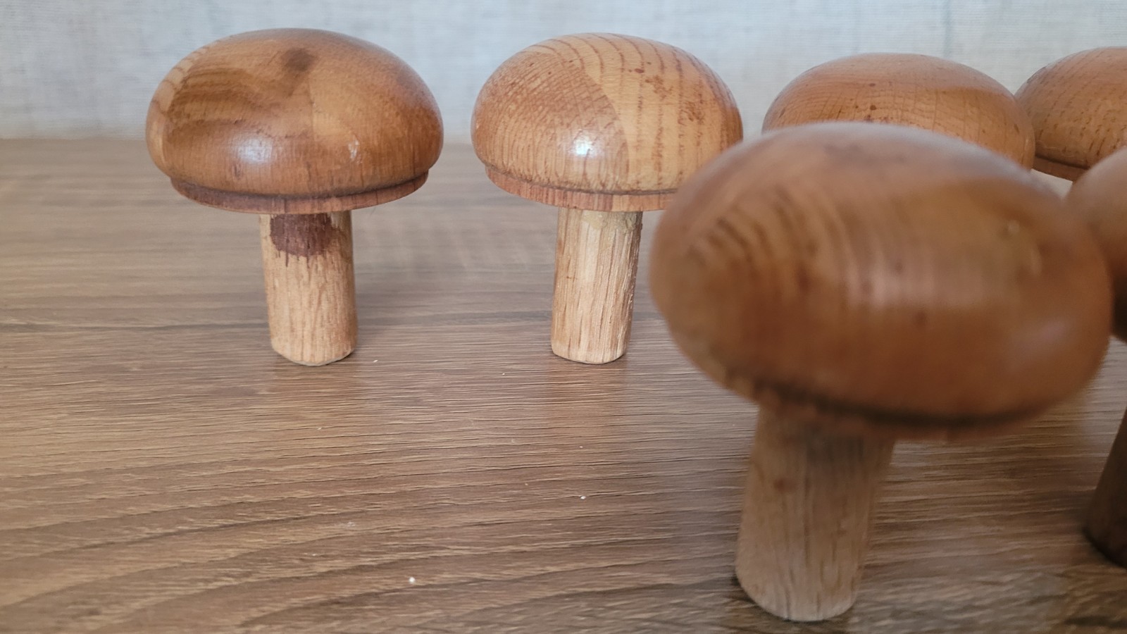 Vintage Wood Drawer Pulls Mushroom Shaped
