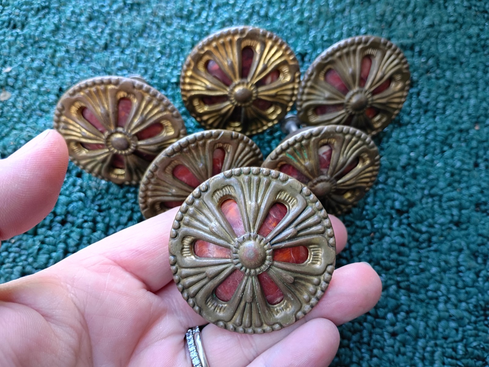 Set of Six (6) 2″ Mid Century Drawer Pulls with Screws