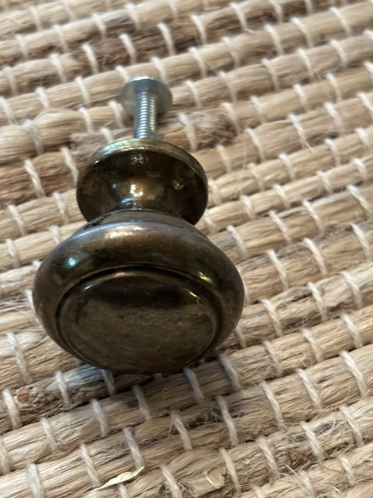 1970s Brass Finish Cabinet Knob 1 1/4” Round Mushroom Drawer Pull (Set of 2)