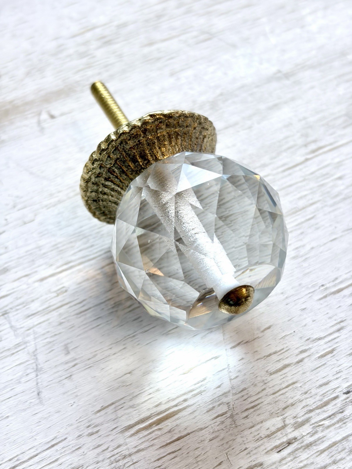 Clear Crystal Glass & Brass Drawer Pulls Vintage Style Cabinet Wardrobe Knobs