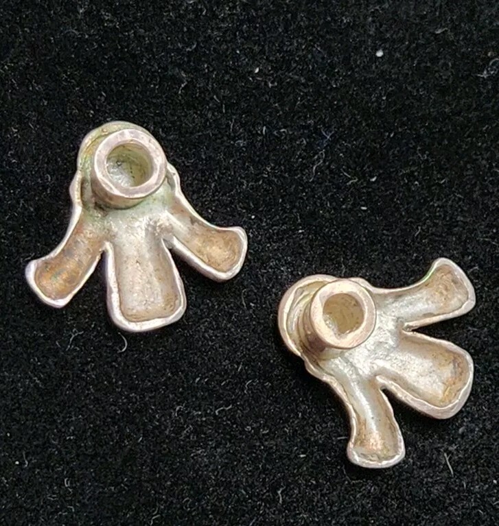Pair Antique Sterling Silver Art Deco Floral Pulls – Fleur-de-lis Finials 5.93g