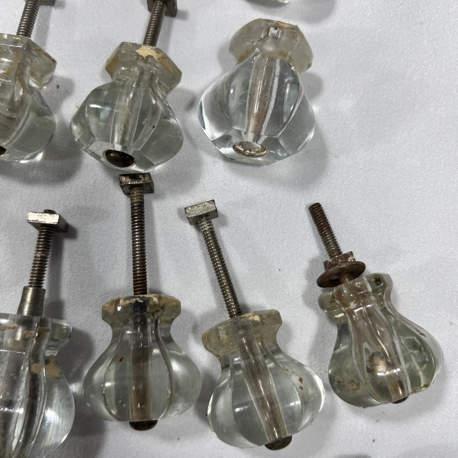Lot Of 52 Antique Vintage Clear Glass Drawer Knobs-Salvage-Crafting-Restoration