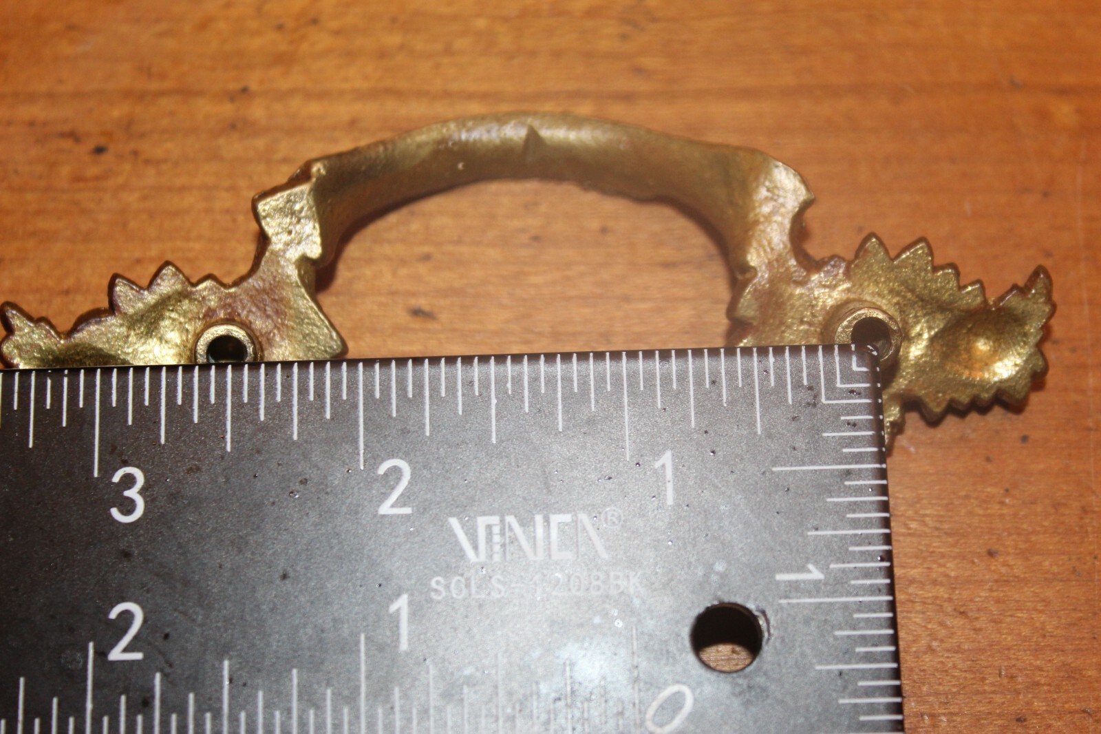 Ornate French Provincial Drawer Pull in Cast Bronze Unmarked Natural Patina J-5