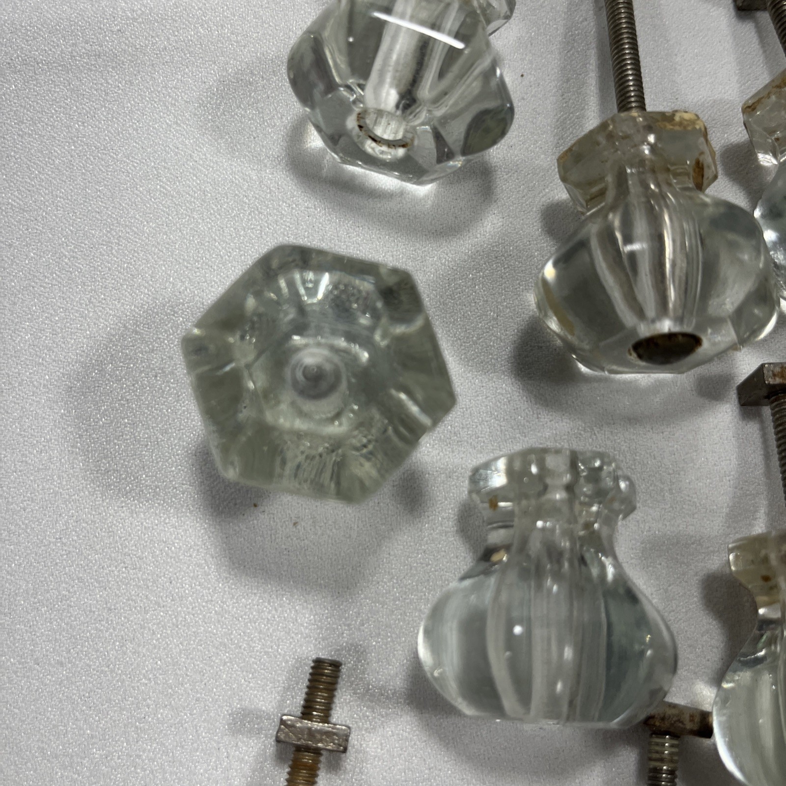 Lot Of 52 Antique Vintage Clear Glass Drawer Knobs-Salvage-Crafting-Restoration