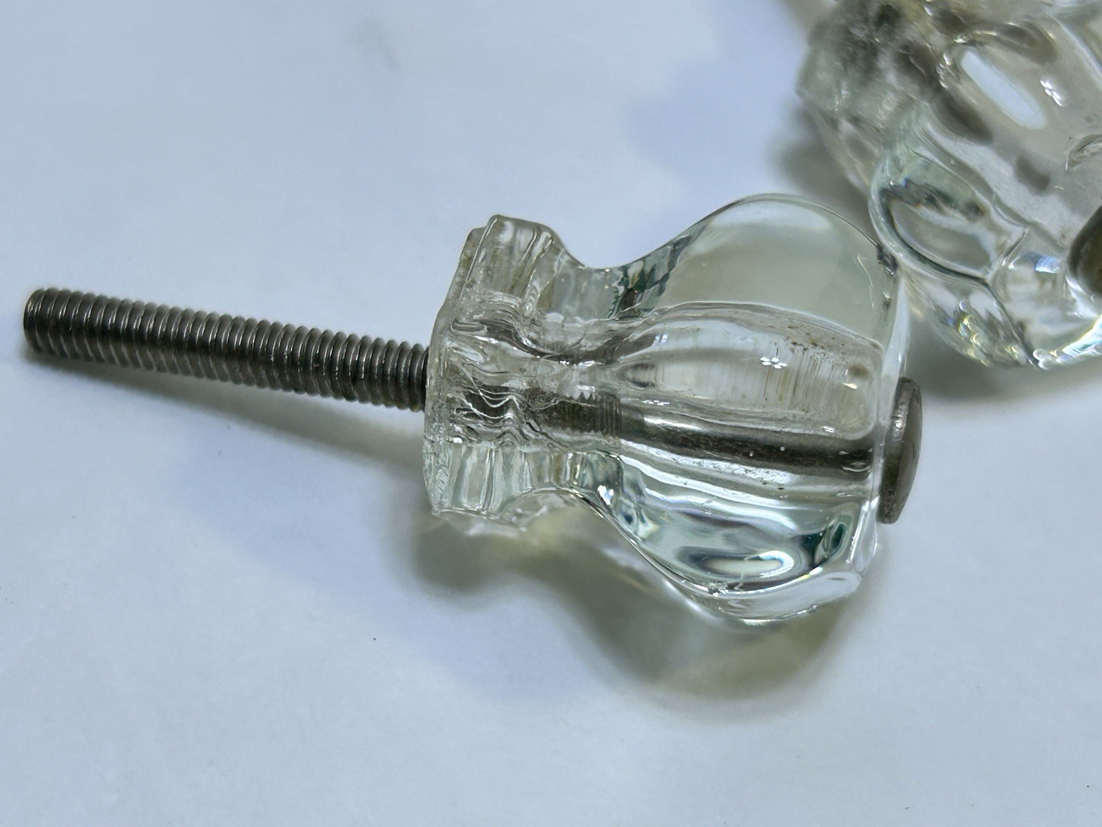 Vintage Hexagon 1 in. Clear Glass Drawer Cabinet Knobs Set Of 4