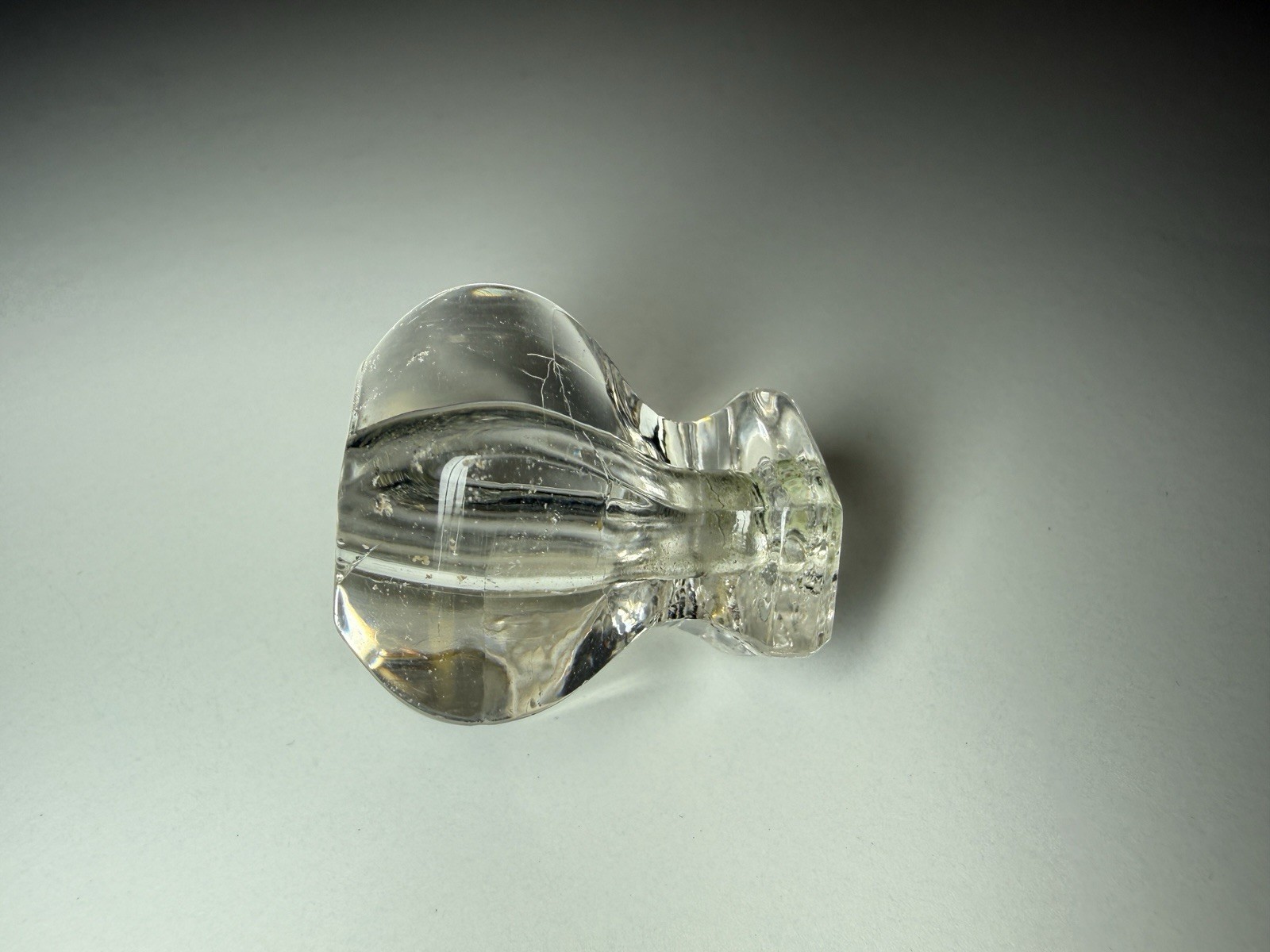 Vintage Clear Pressed Glass Drawer Cabinet Knob Hexagon Faceted Depression Style