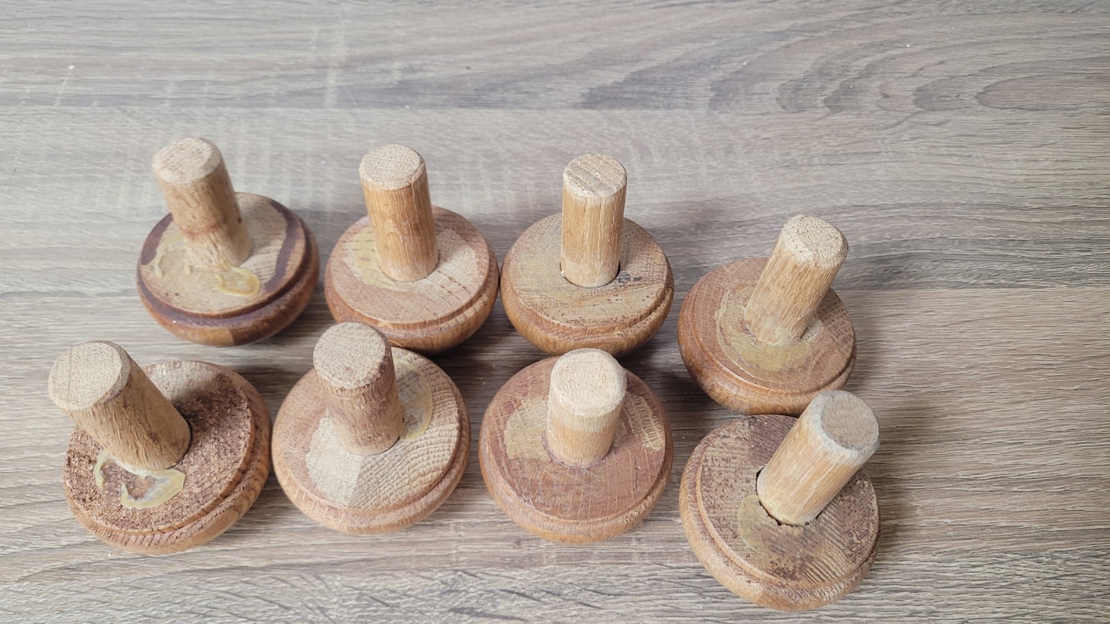 Vintage Wood Drawer Pulls Mushroom Shaped