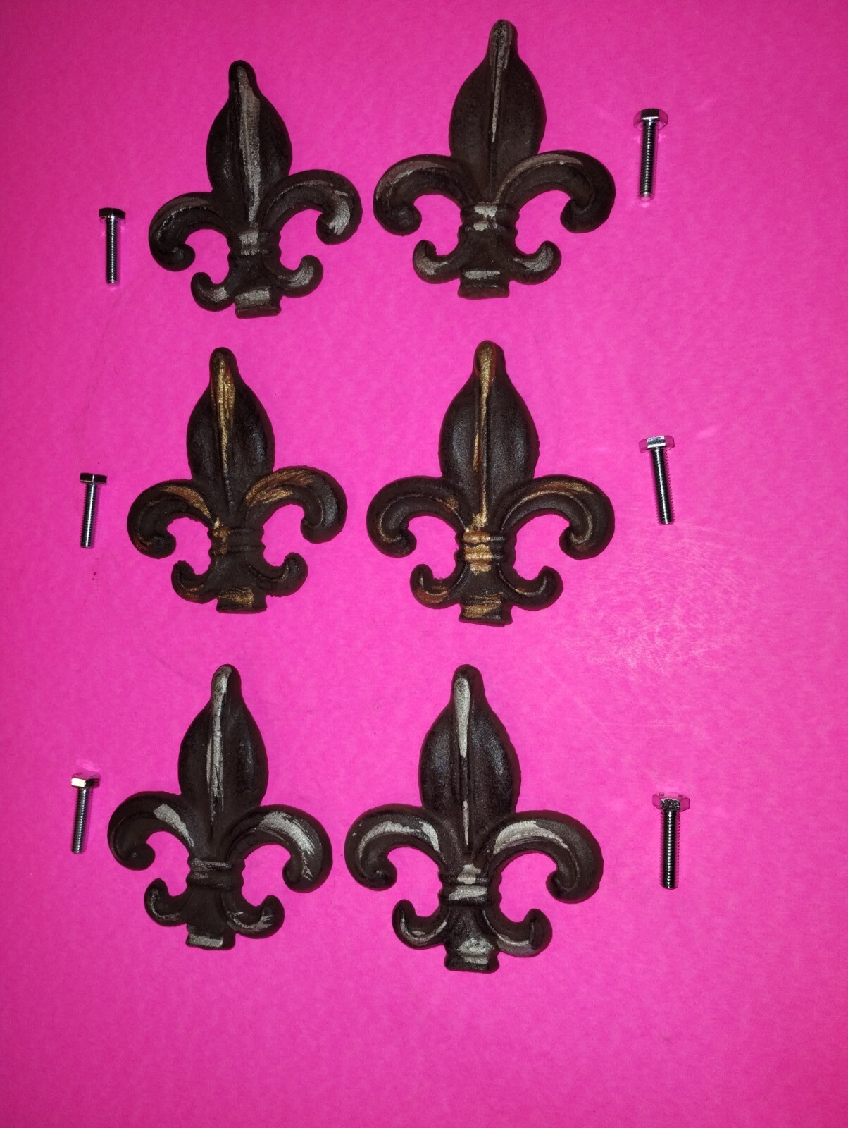 Victorian cast iron pulls Drawer/door hardware handle with Screws, 4″ x 3.5″.