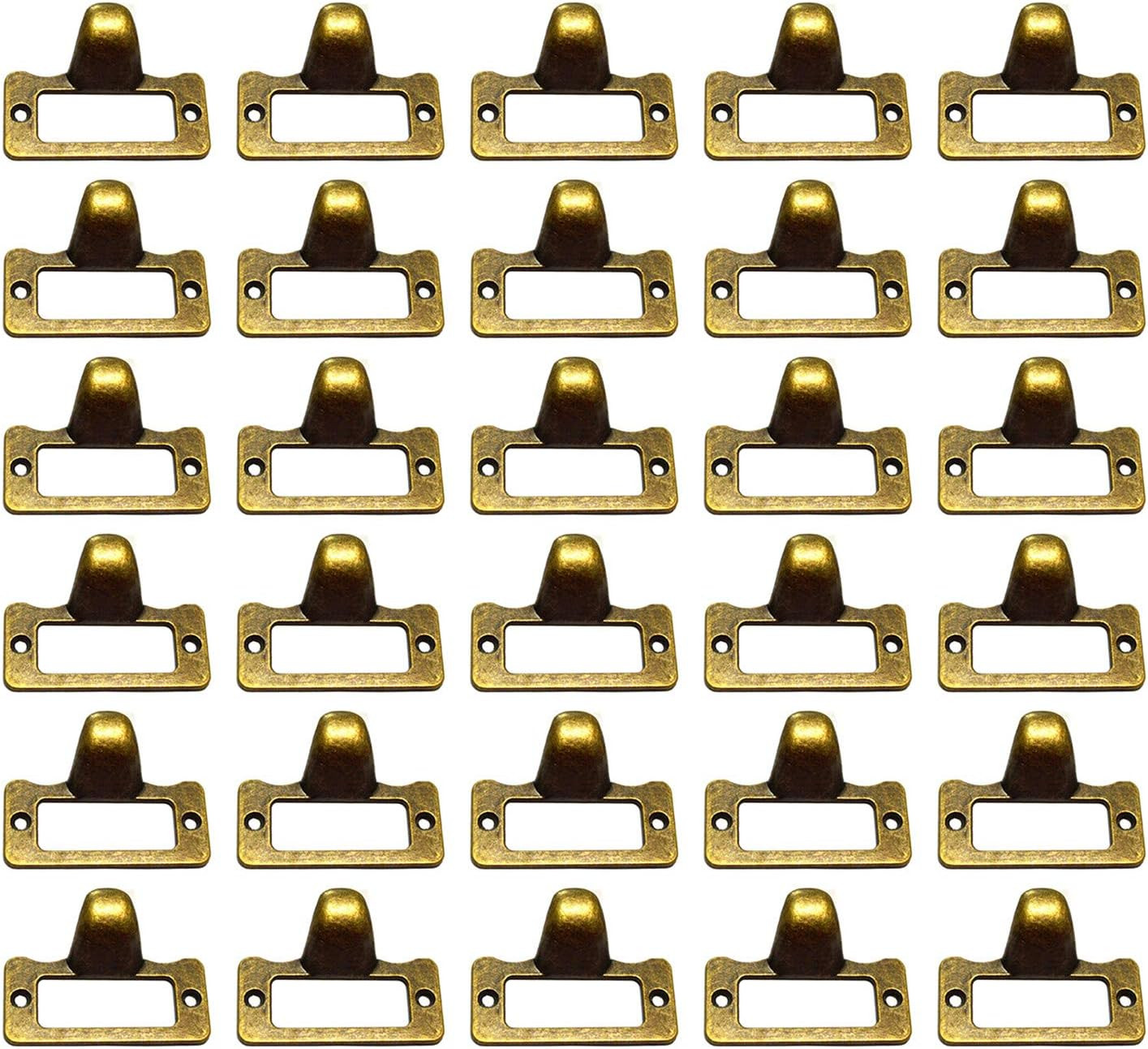 WEICHUAN 30-Pack Zinc Alloy Antique Bronze Label Frame Drawer Pulls -Vintage Ind
