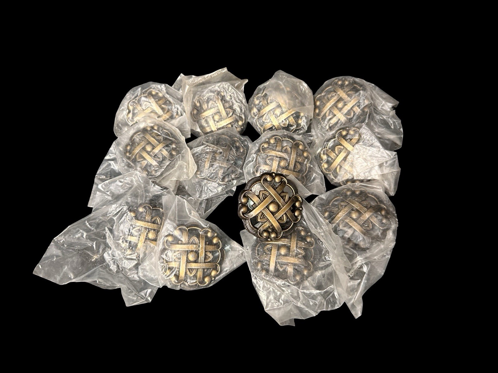 13 Vtg Allison Japan Woven Gothic Celtic Lattice Drawer Pulls Knobs 1.5” Round