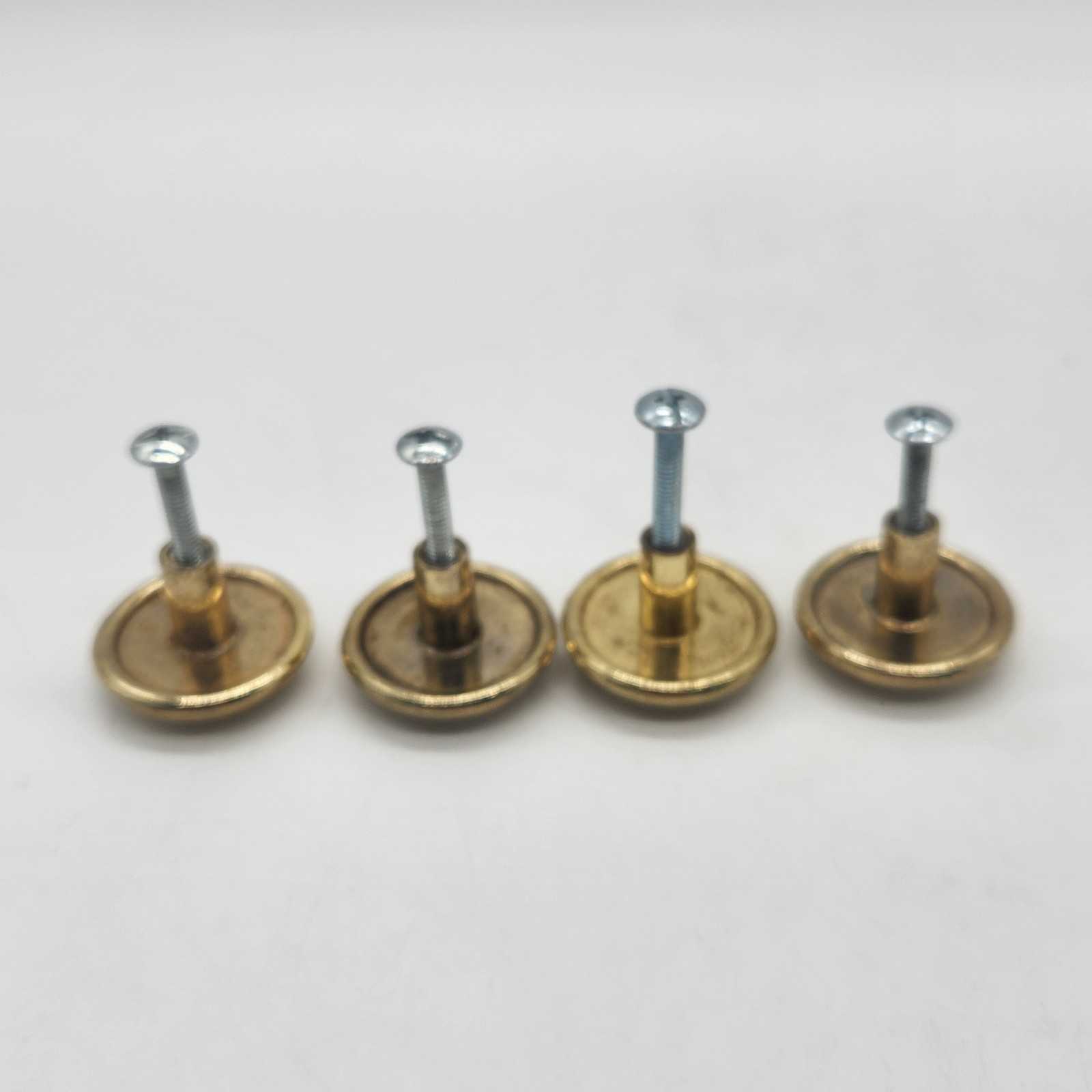 Set of 4 Vtg Ceramic Drawer Knobs Brass Cabinet Pulls Pink Blue Flowers
