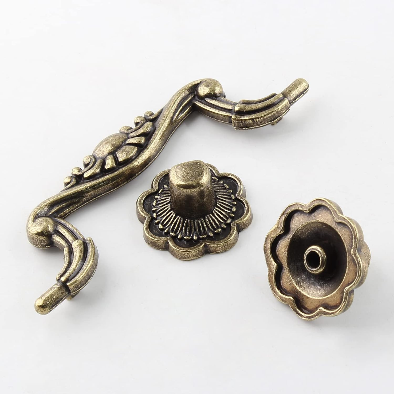 6 Pack Vintage Bail Handle Drawer Pulls 3 Inch Hole Spacing Antique Bronze