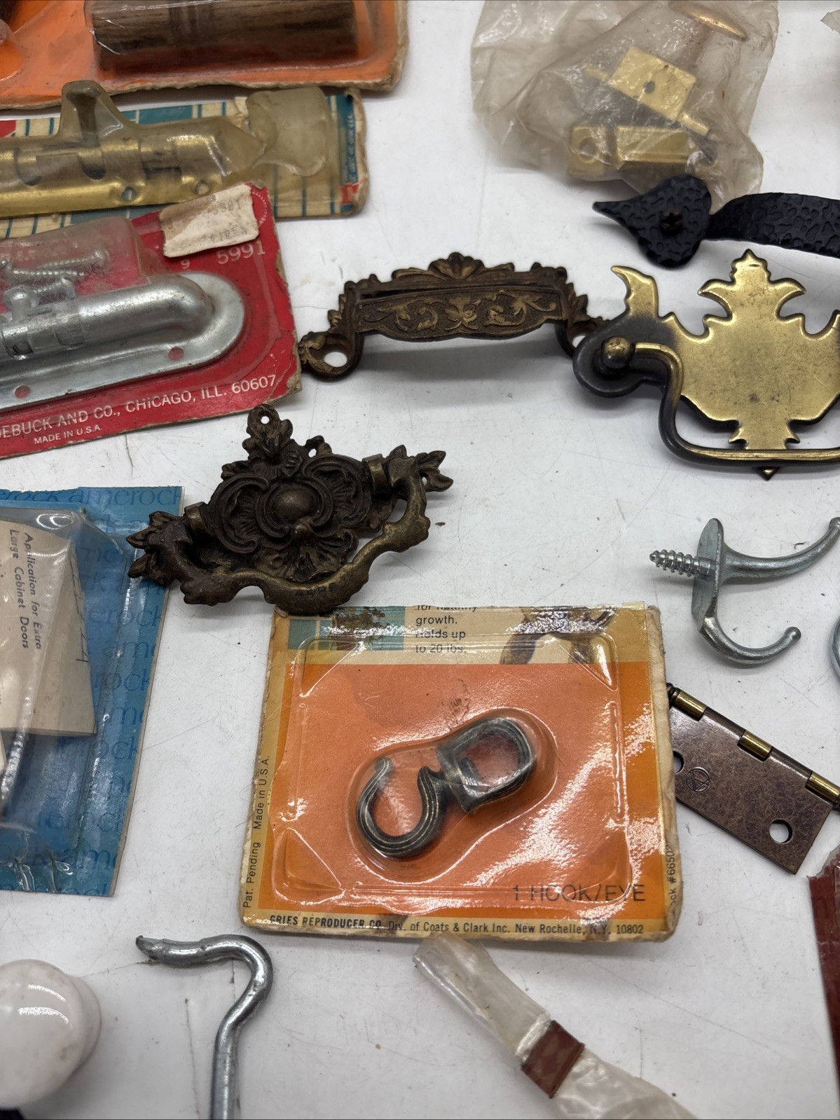 Lot of Mixed Hardware Furniture Drawer Pulls Handles Metal Brass Bolts Hooks