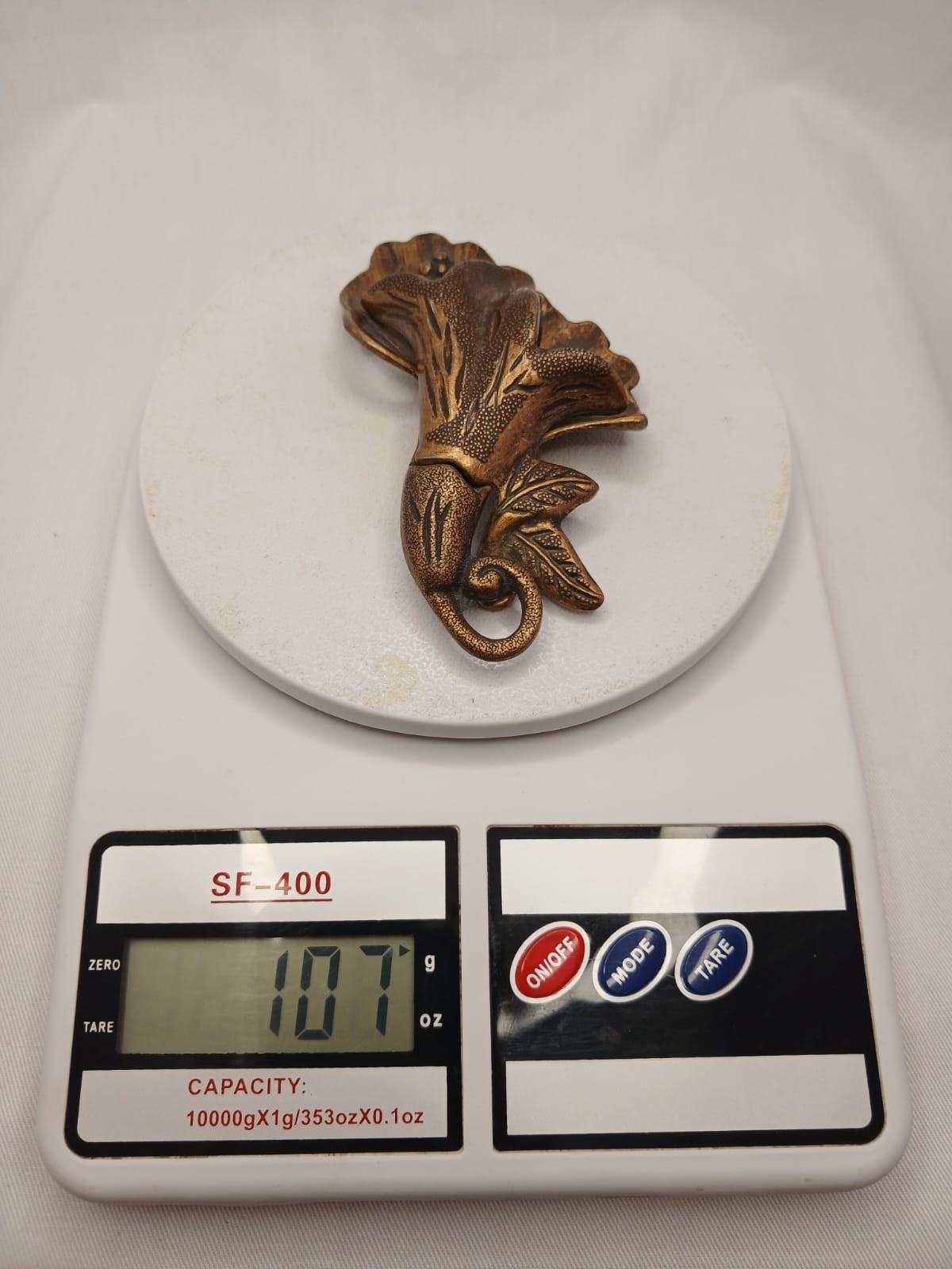 Vintage Art Nouveau Brass Drawer Pull Knob Antique Flower Floral Handle 107g